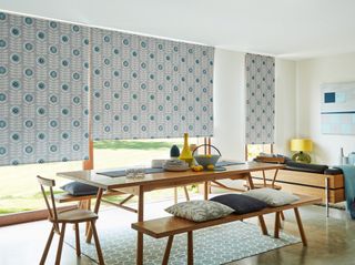 Petula Grey Blackout blind in dining room