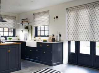 Petula Grey Roller blind in kitchen