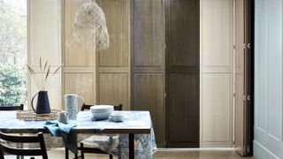 Ombre natural wood shutters