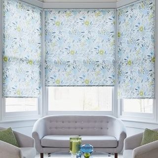Betsy Blue Roller Blinds in living room