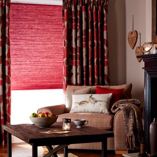 Thermashade Chilli Pleated blind with curtains