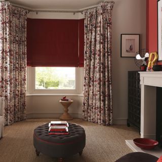 Jewel Ruby Roman blind and curtains