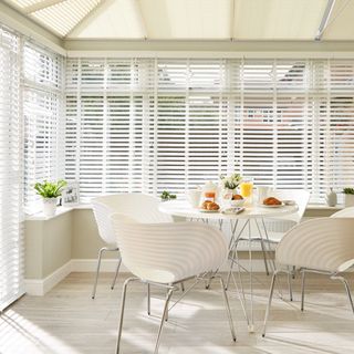 White faux wood blinds