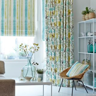 House Beautiful Origins Citrine curtains and Cascade Citrine Roman blind