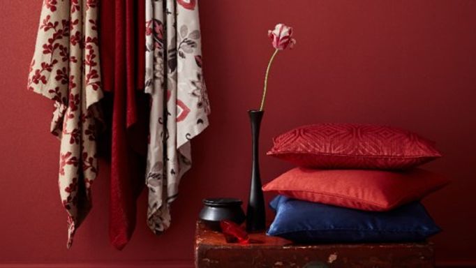 Element Vermillion and Tetbury Red Cushions