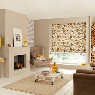 Floral Print Interior trends - Bohemia Tango Roman Blind in a Livingroom