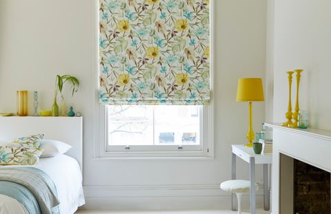 HouseBeautiful Origins Citrine Roman blind bedroom