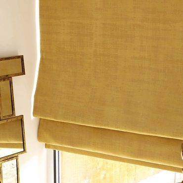 yellow roman blind close up