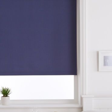 navy blue roller blind close up