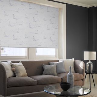Boats navy roller blind