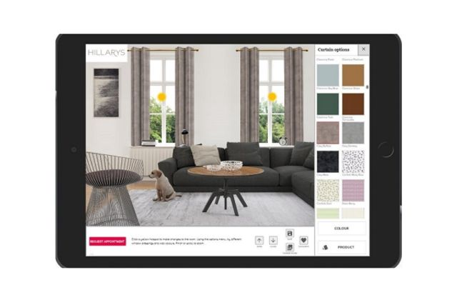 Tablet view of the Hillarys in room visualisation tool