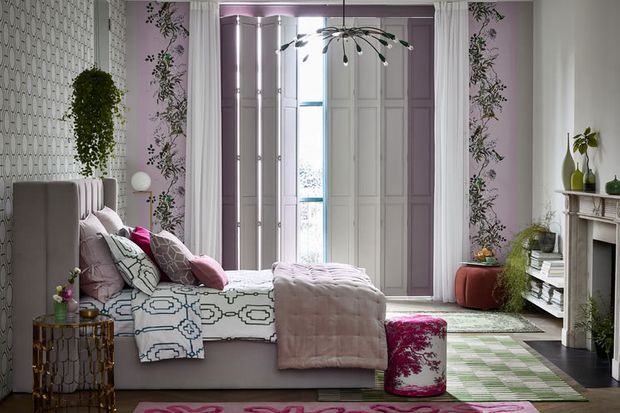 Solid tracked shutters in roomset