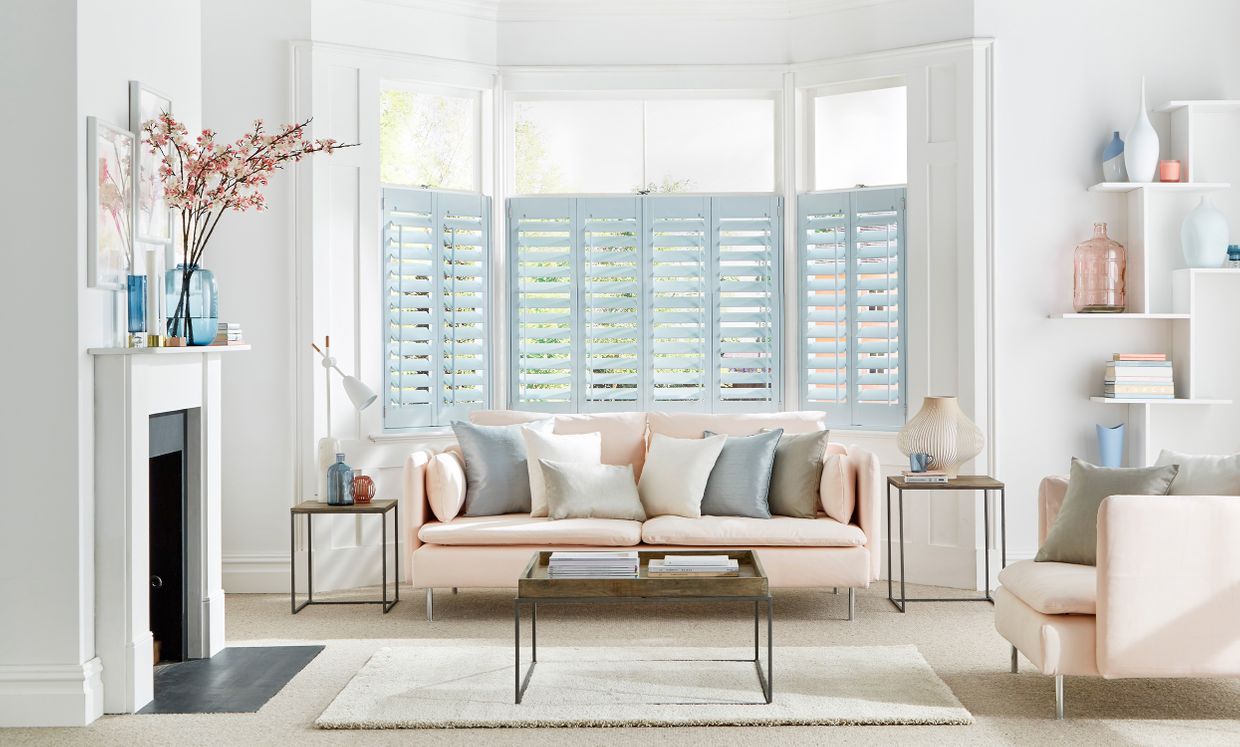 Cloud Blue shutters in living room