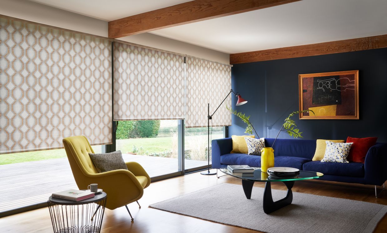 Brindle Spice Roller blinds in living room