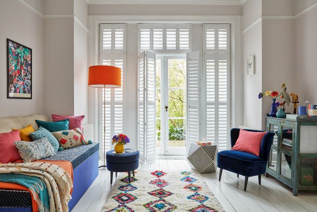 Detail shot of living room with open shutters