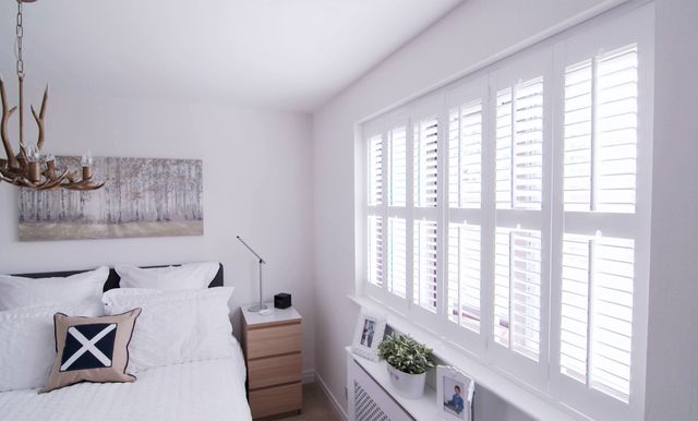 Pure White shutters in bedroom