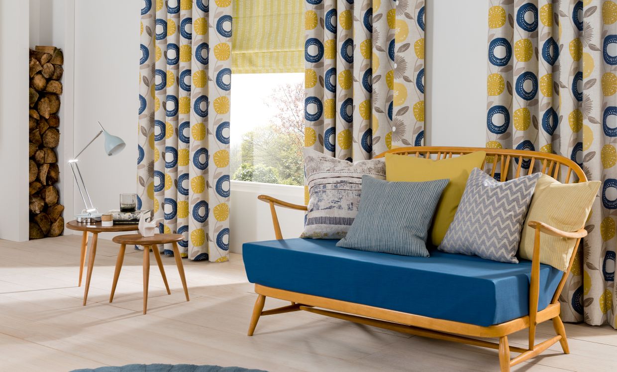 Frejya Mustard curtains in living room