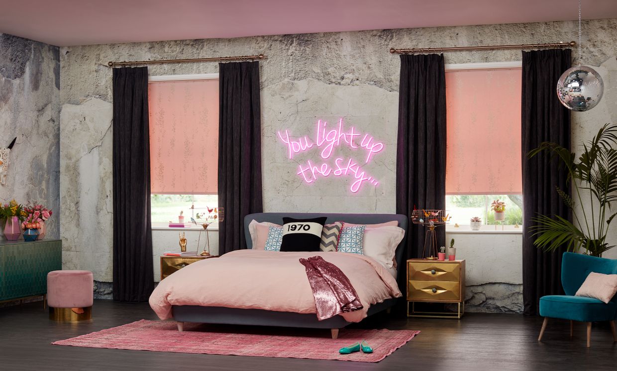 Islita Charcoal Curtains in bedroom