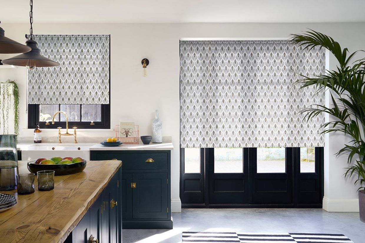 Petula Grey Roller blind in kitchen