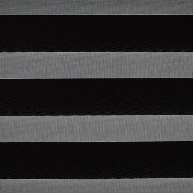 Dusk Dimout Grey swatch is a dark, black shade alternating between sheer stripes