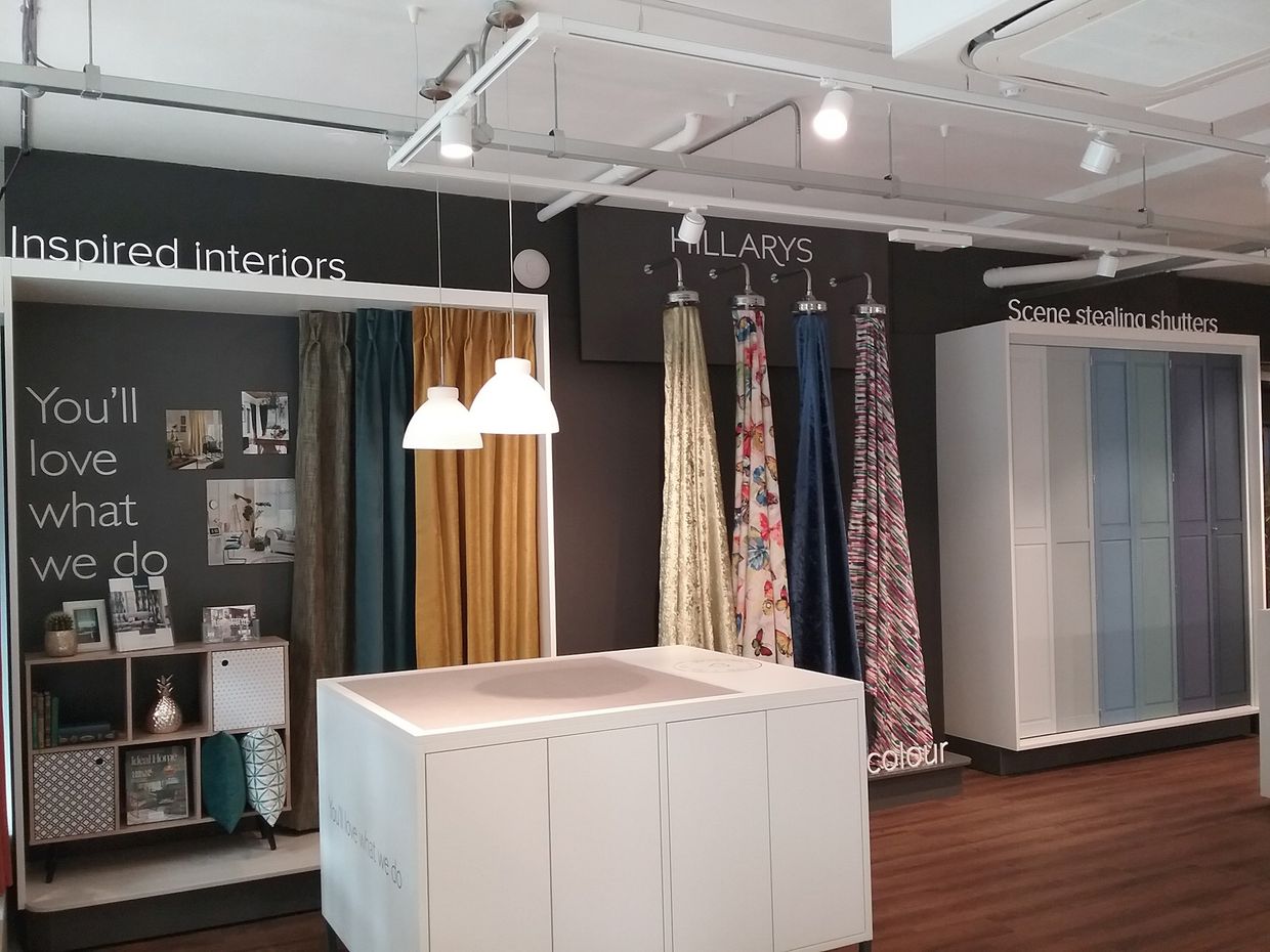 curtains, blinds and shutters on display at the hillarys guildford showroom