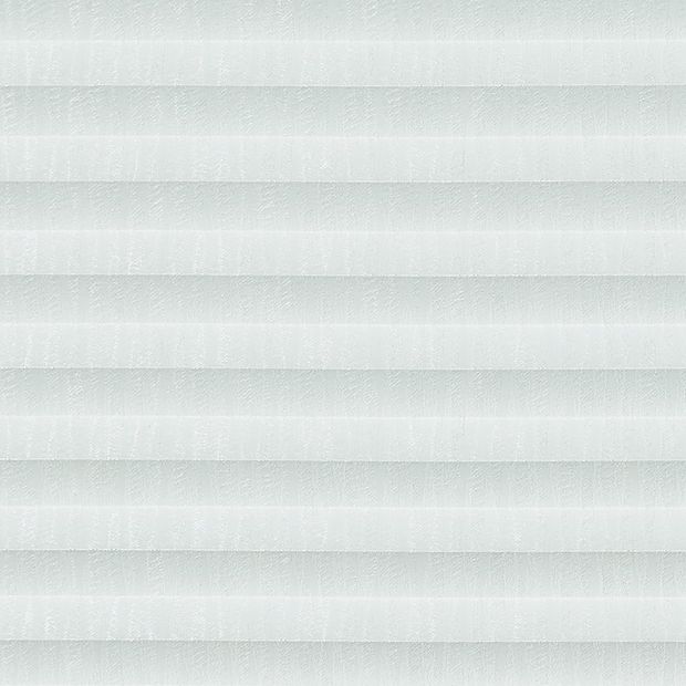 White swatch  for pleated blinds featuring ribbon print