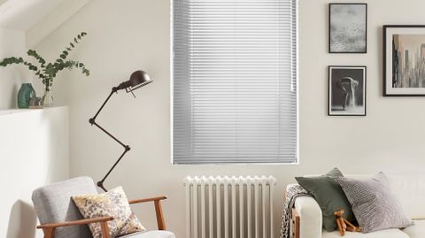 Metal Venetian blind in a bedroom window