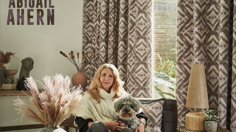 landscape abigail ahern influencer with dog in contemporary living room