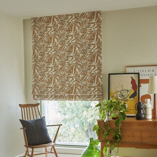 laurel rust roman blinds in home office