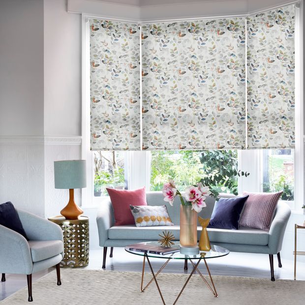 matilda oystery roller blind in living room bay window