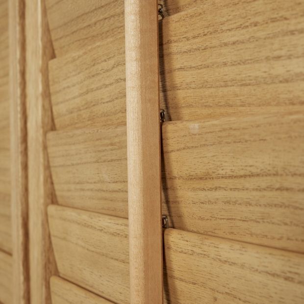 close up of light oak wood grain shutters