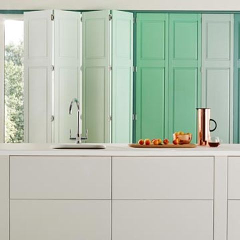 Solid and Tracked Green Custom Colours Richmond Shutters