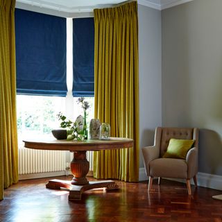 House Beautiful Global Textures Roman blind and curtains