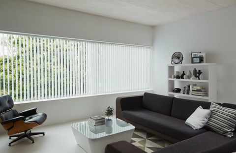 White vertical blinds in the living room - Alba Jet Vertical blinds
