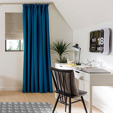Blue Curtains Ireland Up To 50 Off Hillarys Terbury Wedgewood Made To Measure Pencil Pleat Curtains Combined With Lavern Sulphur Roman Blinds In A