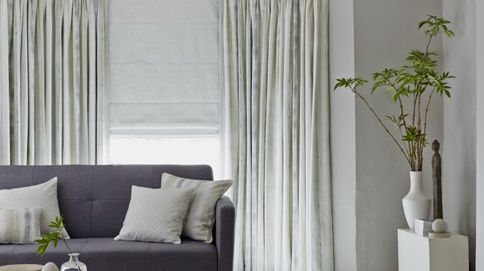 Made to Measure Patterned Pencil Pleat Curtains in a lounge bay window - House Beautiful Pinch Pleat Curtains