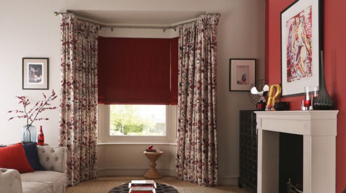 Bardot Redcurrant-roman-blind-with Bohemia Berry-curtains