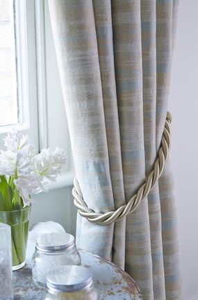 Close Up of grey dining room Curtains