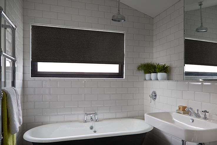 Bathroom Blinds Made To Measure Moisture Resistant Hillarys   Roller Iowa Black 738w X 492h 