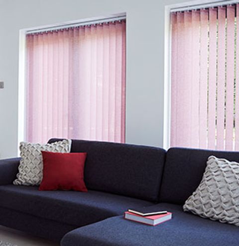 Pink Vertical blind-living room-Pattie Crimson.