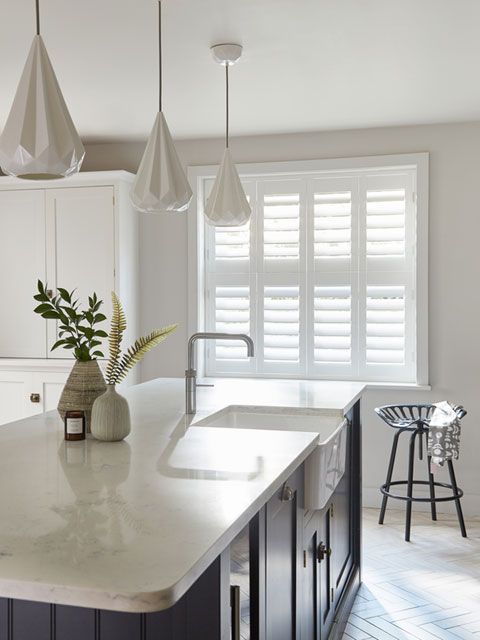 Henley white tier-on- tier shutters in kitchen