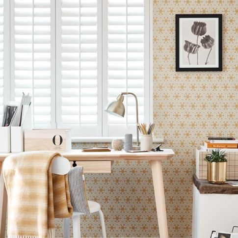 Aura White Shutters in home office
