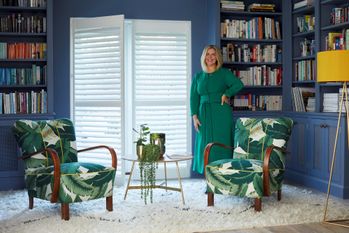Erica davies livingroom doors decorated with full height white shutters