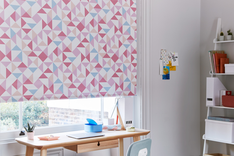 Home office with pastel geometric print Roller blind