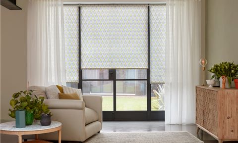 Petula Olive Roller blind in French door