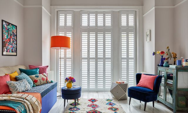 Pure White shutters in living room