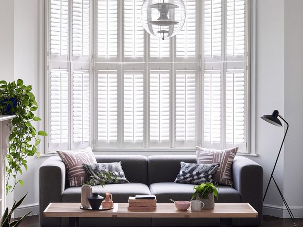 Tier on tier shutters in extra white in living room