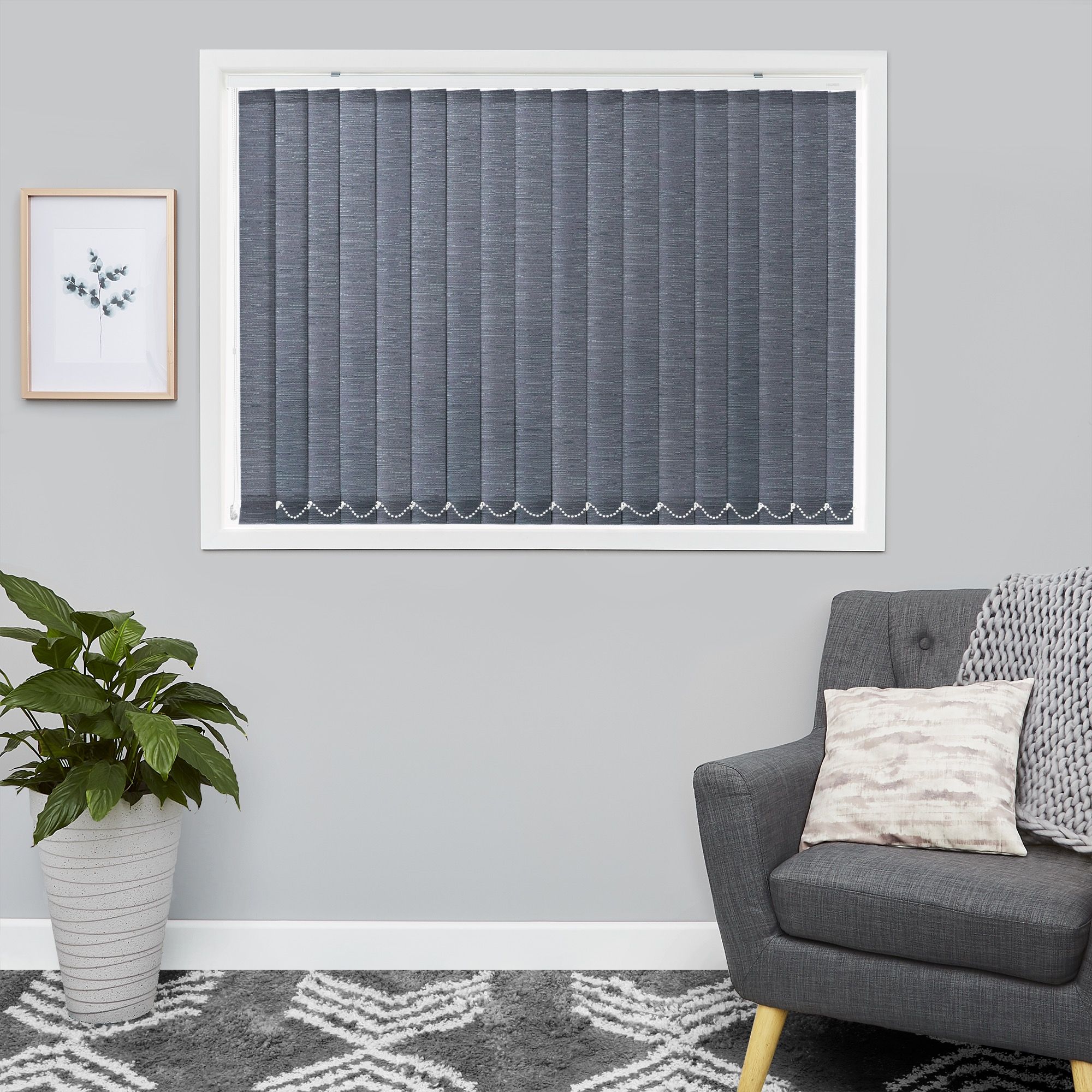 Norfolk Grey Vertical Blind Hillarys