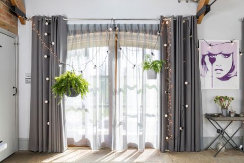 Jo Whiley's Interior Design with Voile Curtains in Wisp Grey 