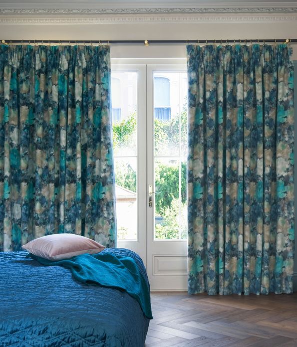 Aurora lagoon curtains in bedroom